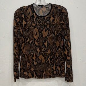 Snake Print Long Sleeve sheer Blouse